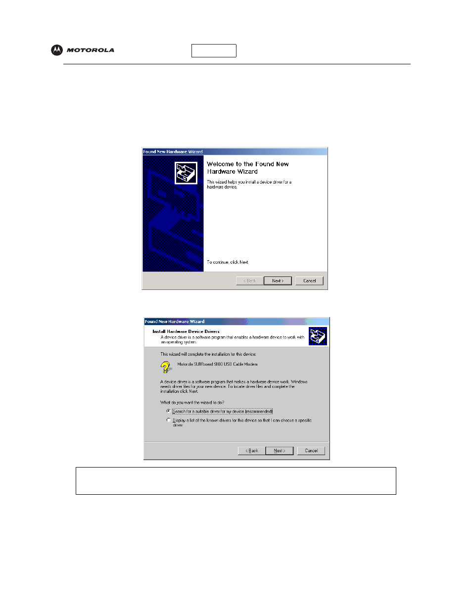 Setting up a usb driver in windows 2000 | Motorola SBV5121 User Manual | Page 23 / 58