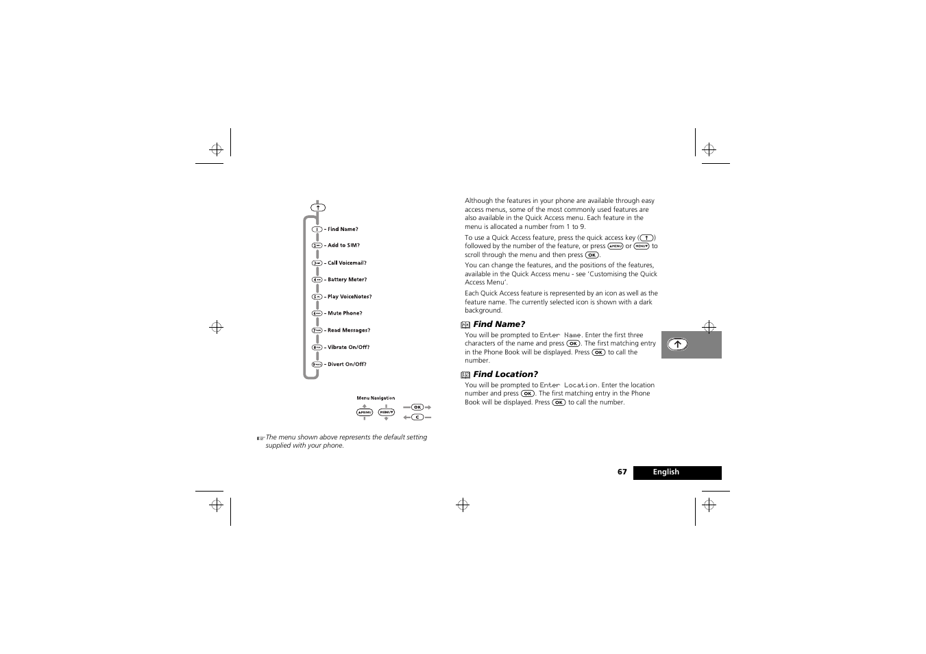 Using the quick access menu | Motorola 900 series User Manual | Page 71 / 84