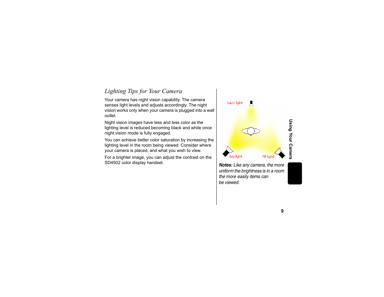 Lighting tips for your camera | Motorola SD4504 User Manual | Page 19 / 36