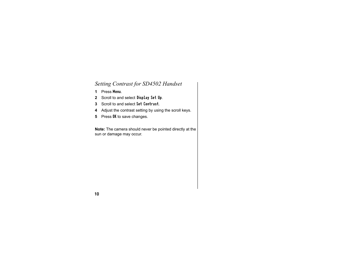 Setting contrast for sd4502 handset | Motorola SD4504 User Manual | Page 20 / 36