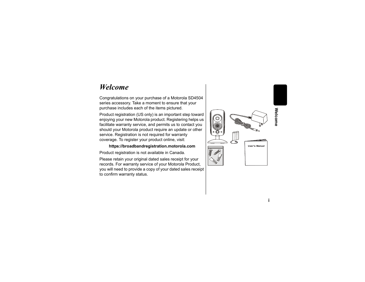 Welcome | Motorola SD4504 User Manual | Page 3 / 36