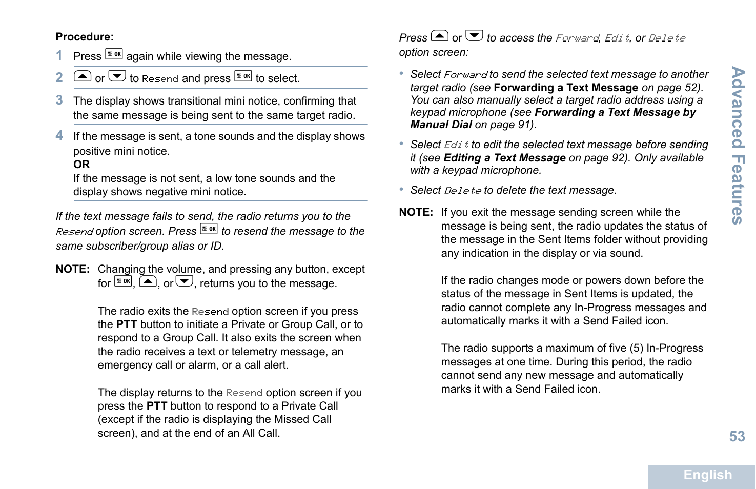 Advanced features | Motorola XPR 5550 User Manual | Page 65 / 118