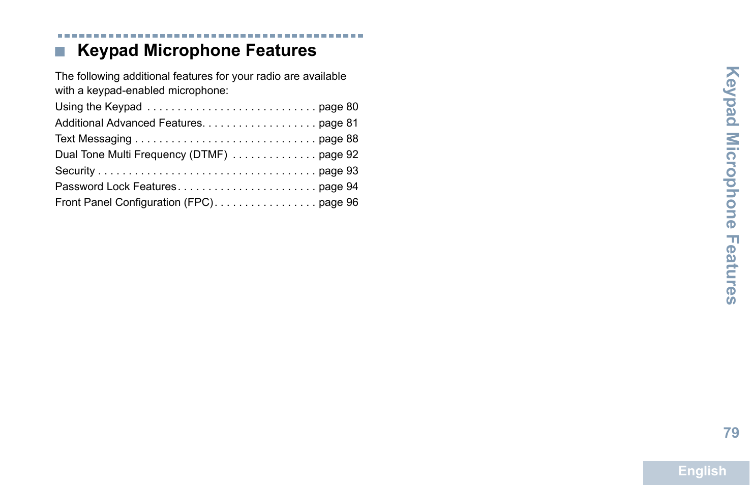 Keypad microphone features | Motorola XPR 5550 User Manual | Page 90 / 118