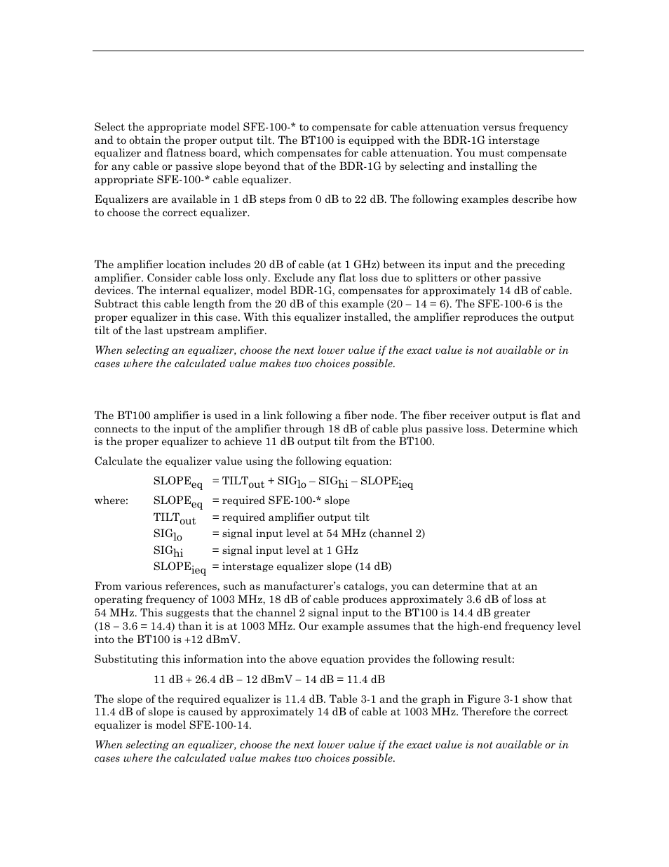 Starline forward equalizers, Example 1, Example 2 | Motorola BT100 User Manual | Page 28 / 52