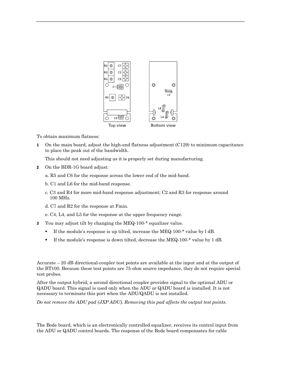 Directional coupler test points, Bode equalization | Motorola BT100 User Manual | Page 33 / 52