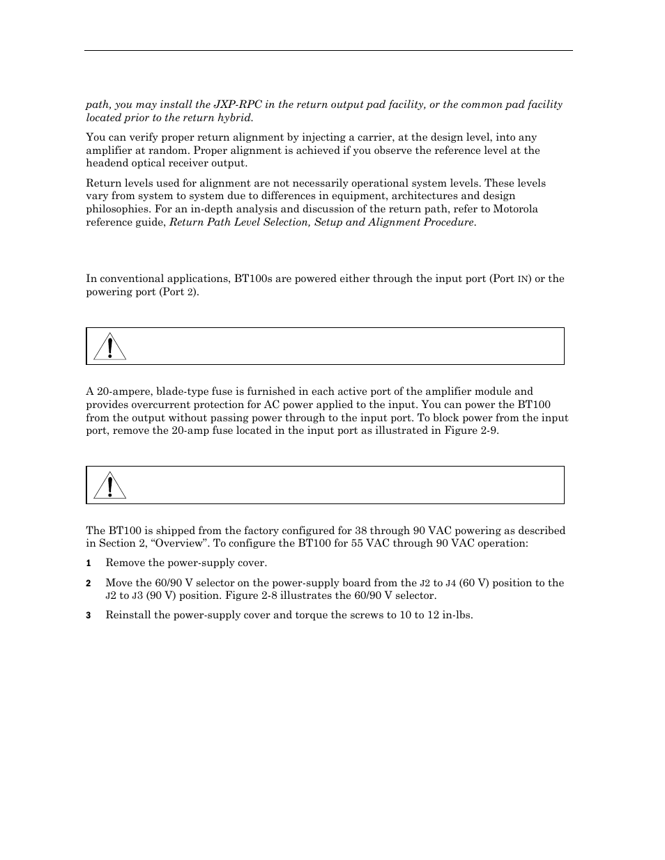 Powering and surge protection | Motorola BT100 User Manual | Page 39 / 52