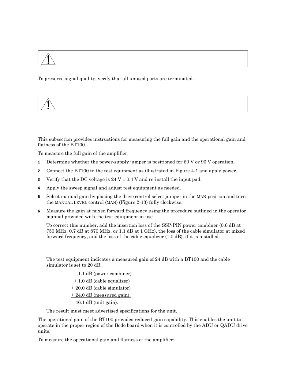 Measuring forward gain, Example | Motorola BT100 User Manual | Page 41 / 52