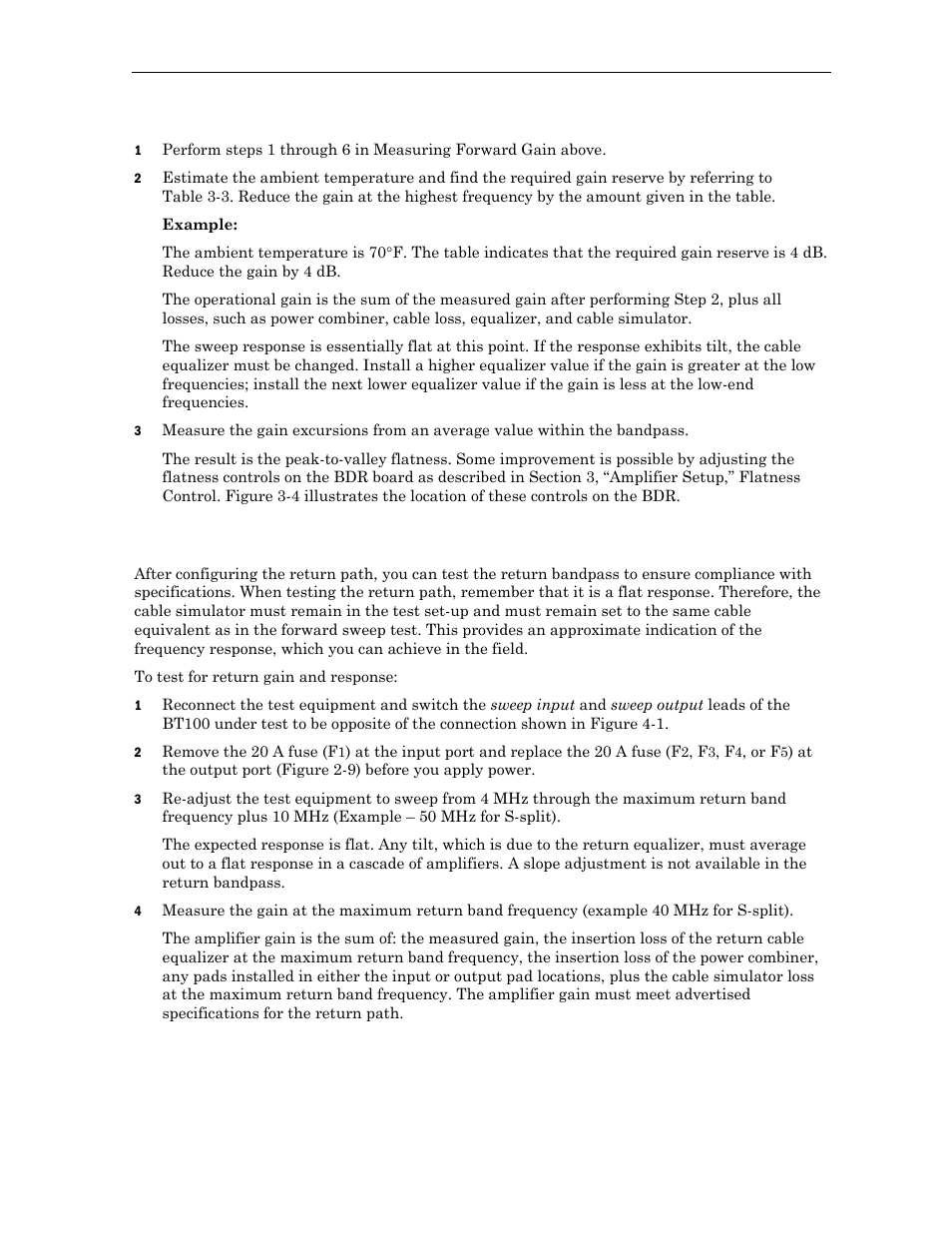 Testing return gain and response | Motorola BT100 User Manual | Page 42 / 52