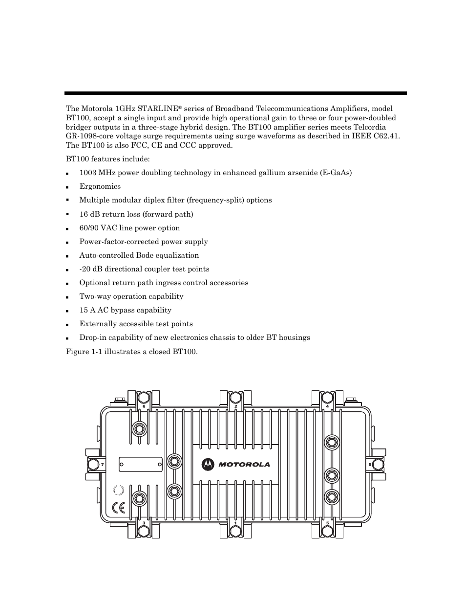 Section 1 introduction, Introduction | Motorola BT100 User Manual | Page 7 / 52