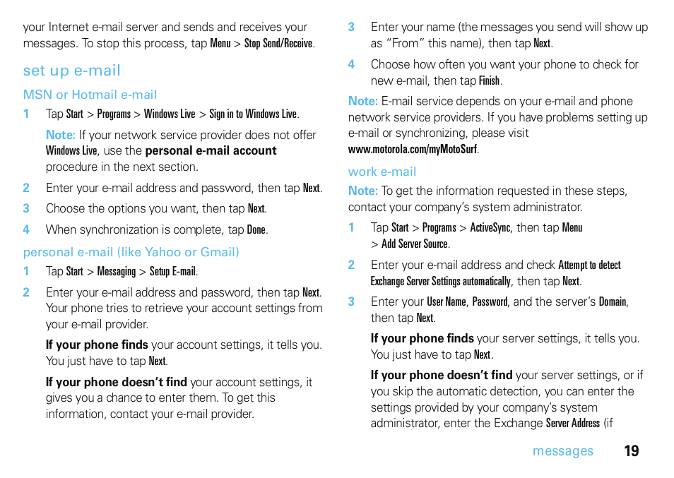 Set up e-mail | Motorola A3100 User Manual | Page 21 / 68