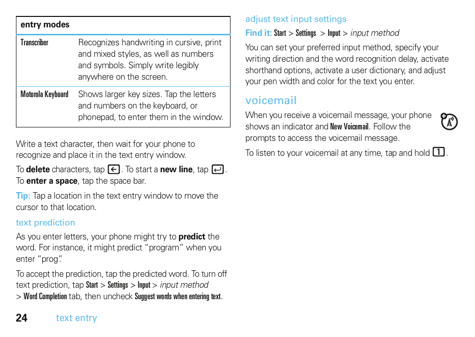 Voicemail | Motorola A3100 User Manual | Page 26 / 68