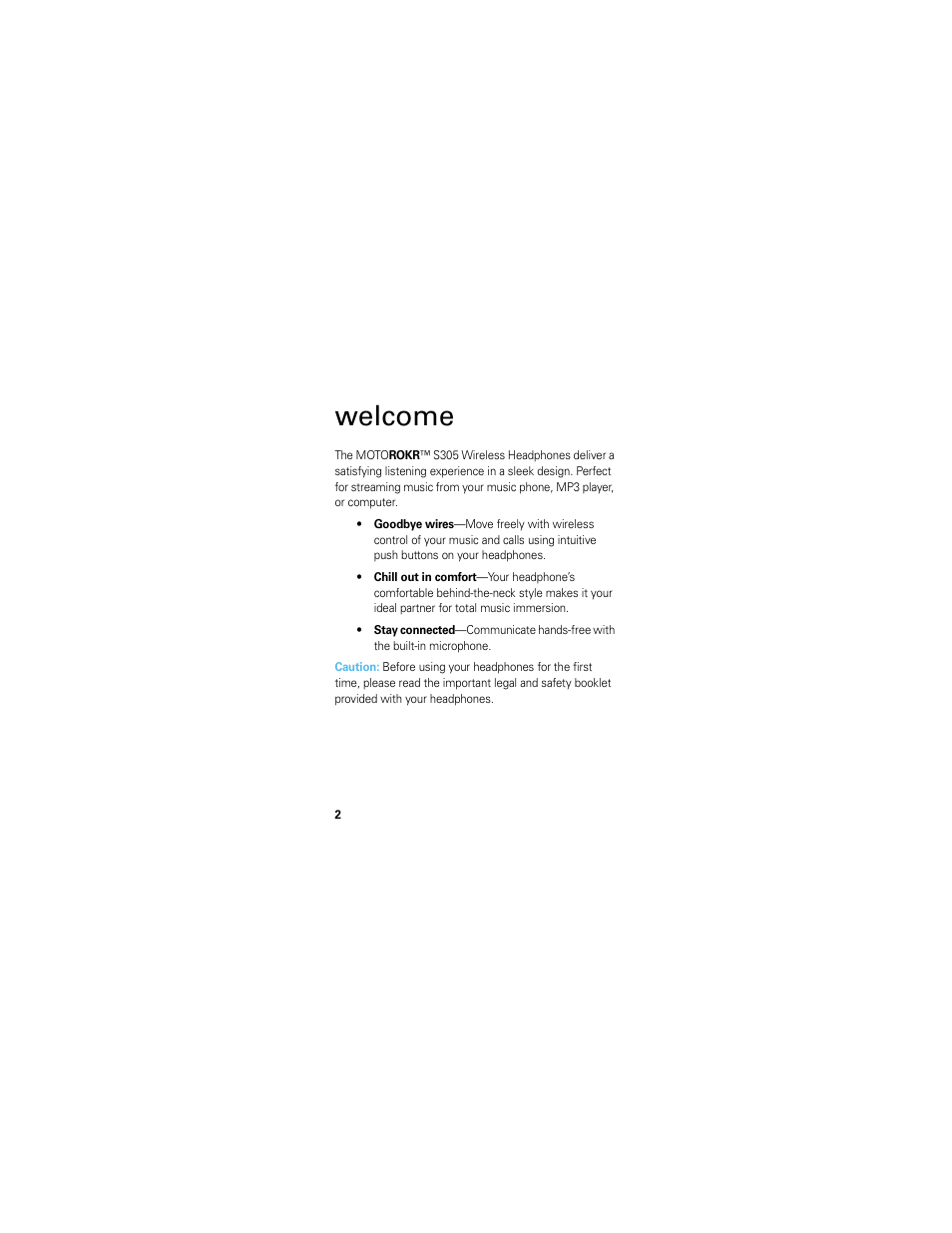 Welcome | Motorola MOTOROKR S305 User Manual | Page 2 / 50