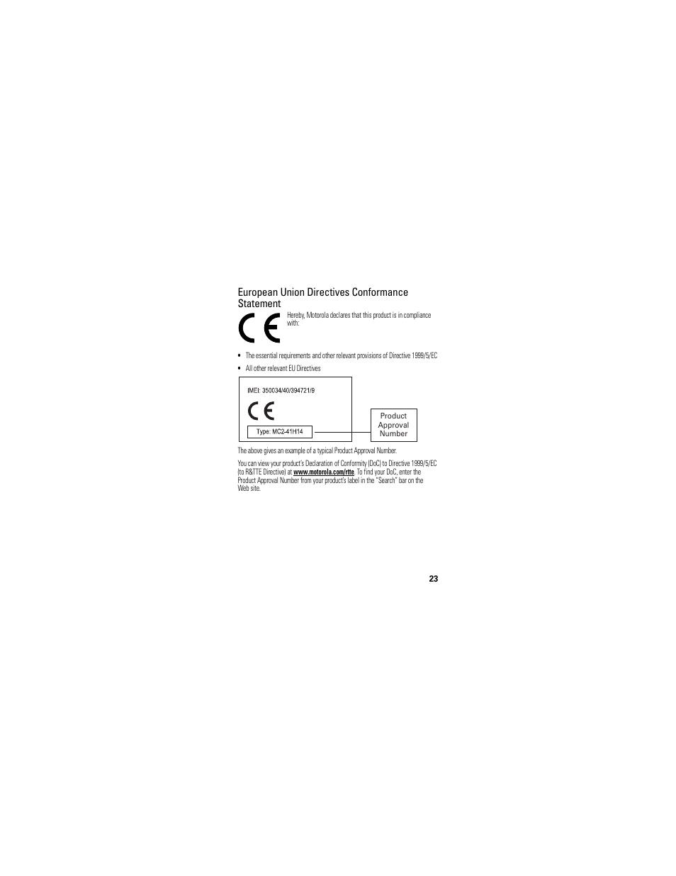 Eu conformance | Motorola MOTOROKR S305 User Manual | Page 23 / 50