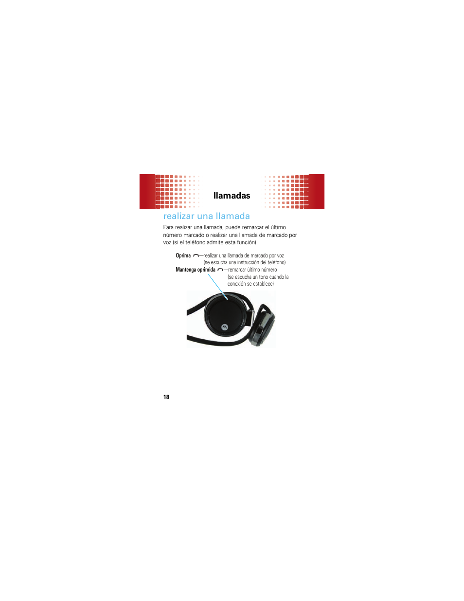 Realizar una llamada, Llamadas | Motorola MOTOROKR S305 User Manual | Page 42 / 50