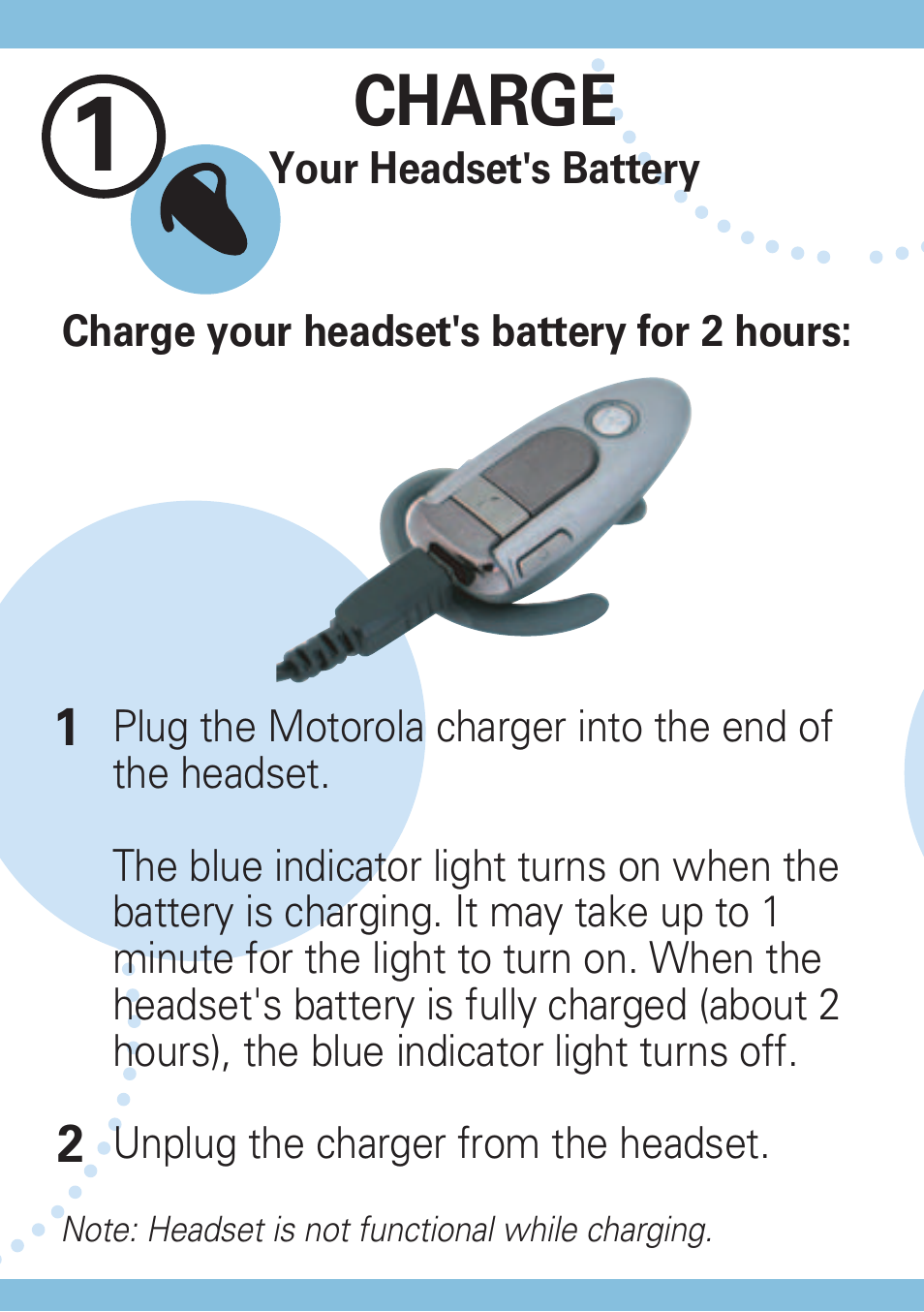 Charge | Motorola MOTOSTART H500 User Manual | Page 3 / 20