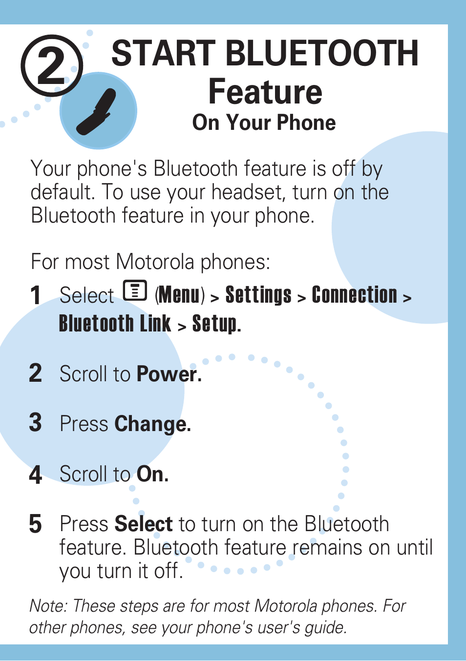 Start bluetooth feature | Motorola MOTOSTART H500 User Manual | Page 4 / 20