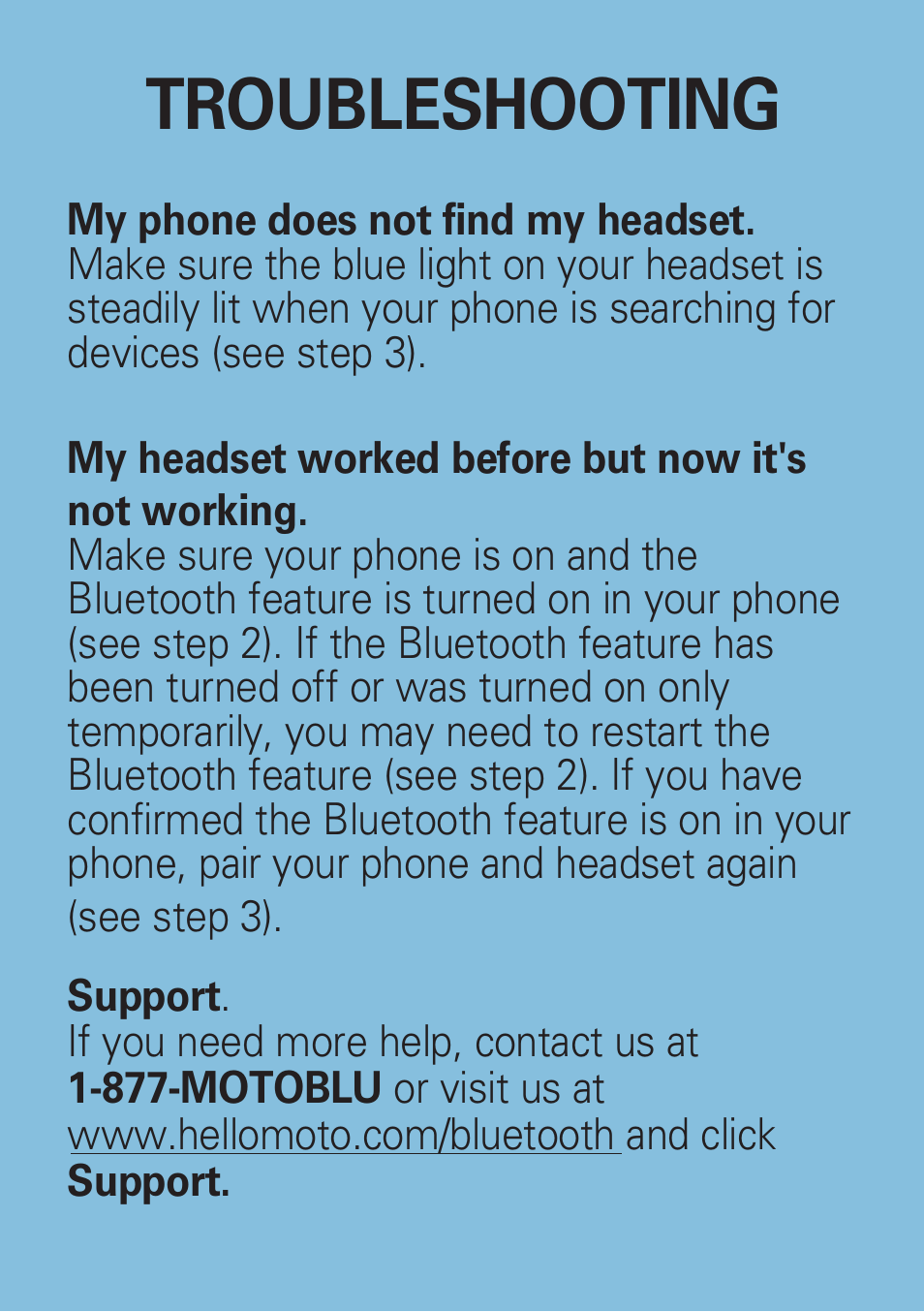 Troubleshooting | Motorola MOTOSTART H500 User Manual | Page 5 / 20