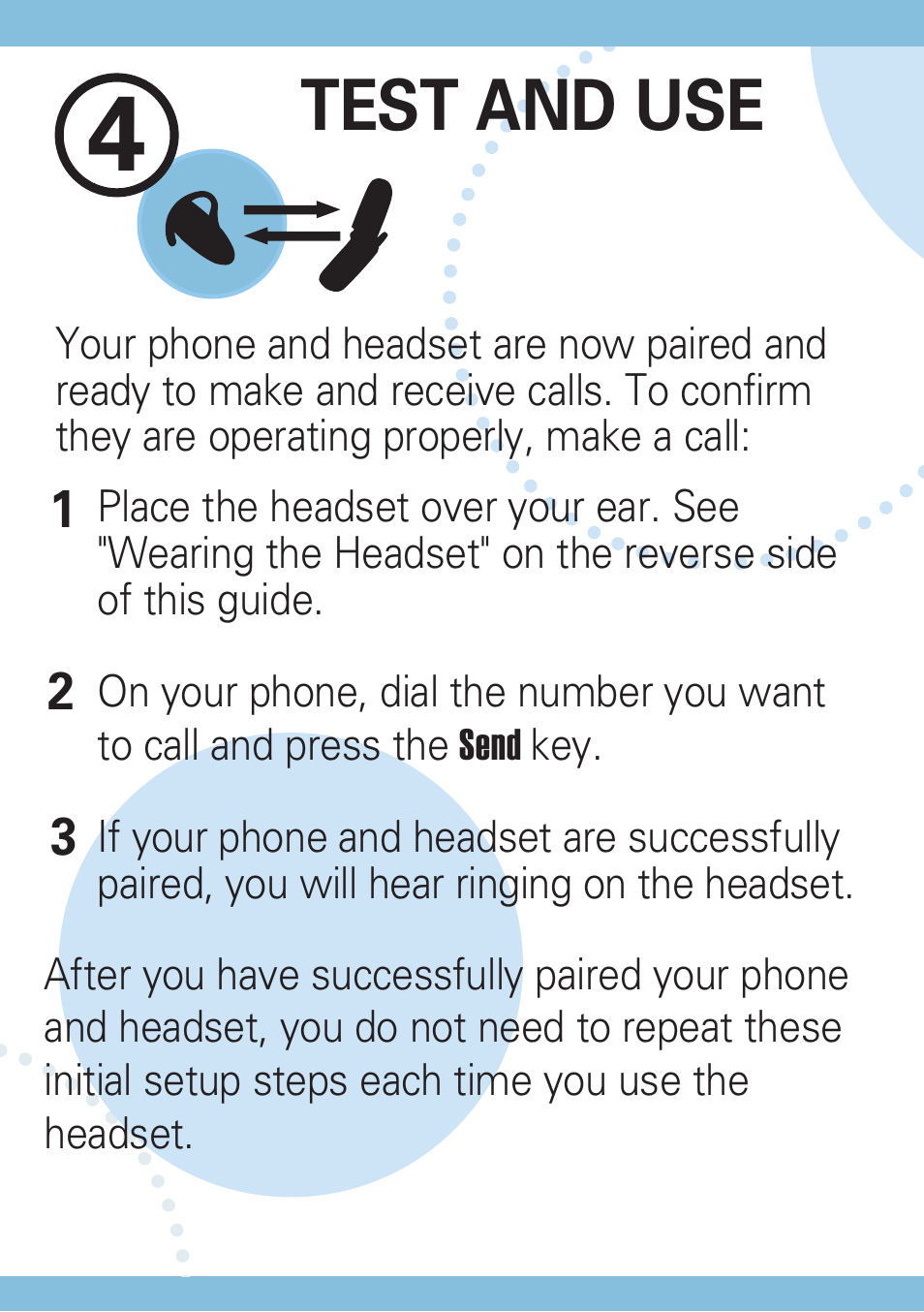 Test and use | Motorola MOTOSTART H500 User Manual | Page 9 / 20