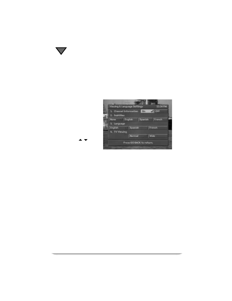 Choosing the menu language, Acquiring a signal, Choosing the menu language acquiring a signal | Motorola DSR405 User Manual | Page 36 / 80