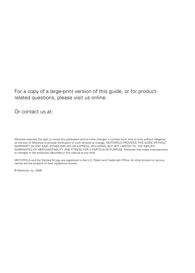 Or contact us at | Motorola MD7151 User Manual | Page 2 / 57