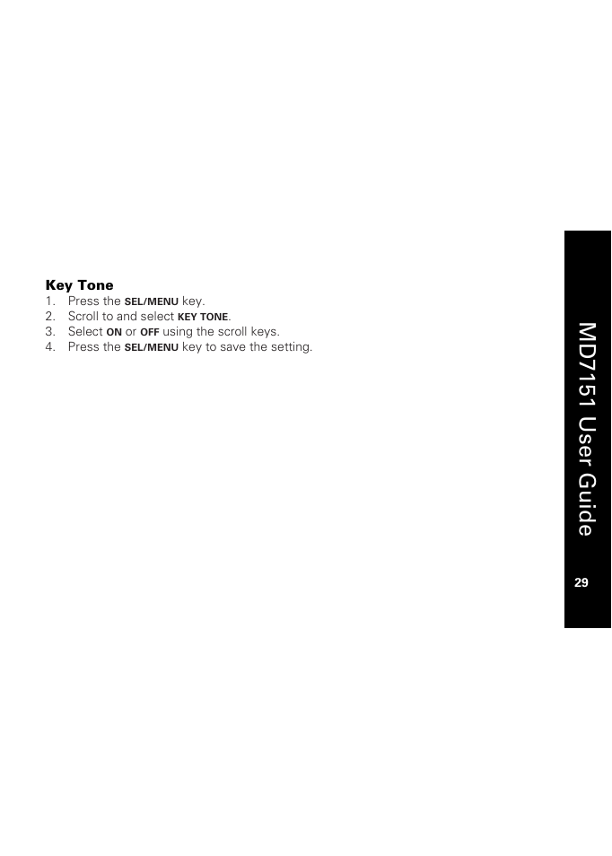 Key tone, Md7151 user guide | Motorola MD7151 User Manual | Page 43 / 57