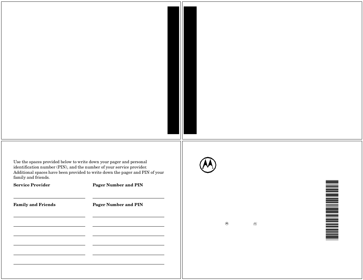 Personal numbers, Not e s not e s | Motorola PF1500 User Manual | Page 12 / 13