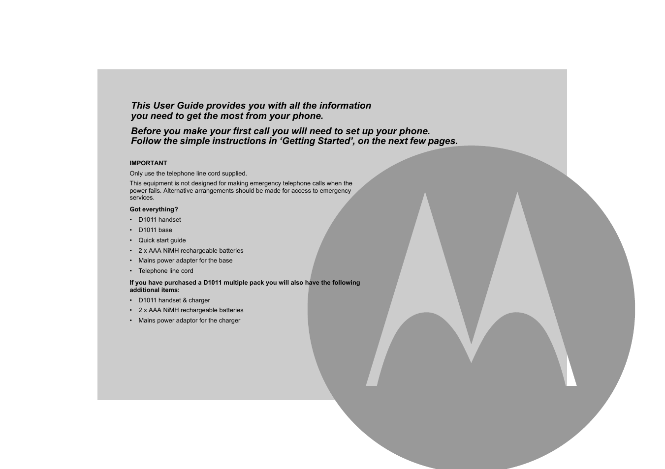Motorola D1010 User Manual | Page 3 / 35