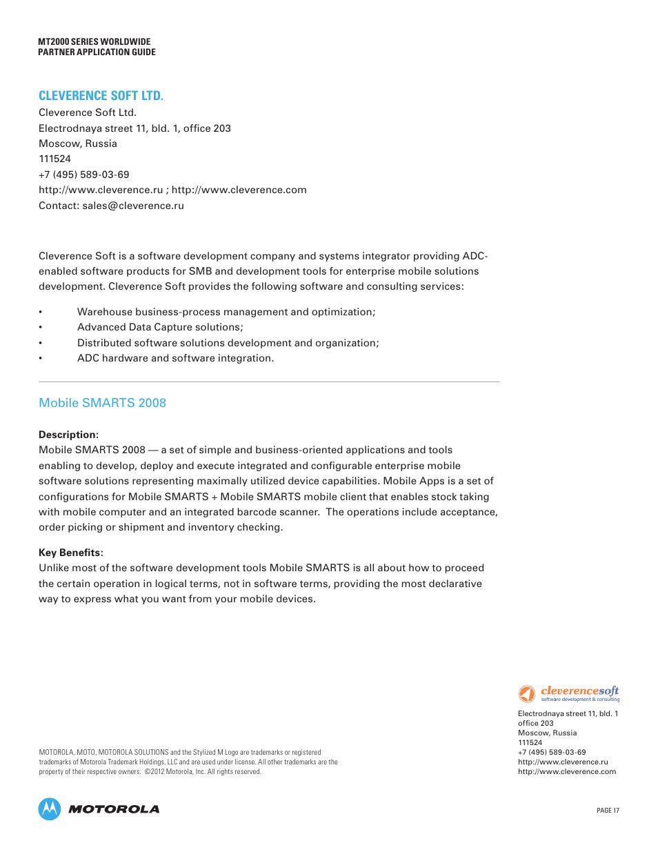 Cleverence soft ltd | Motorola MT2000 User Manual | Page 17 / 26