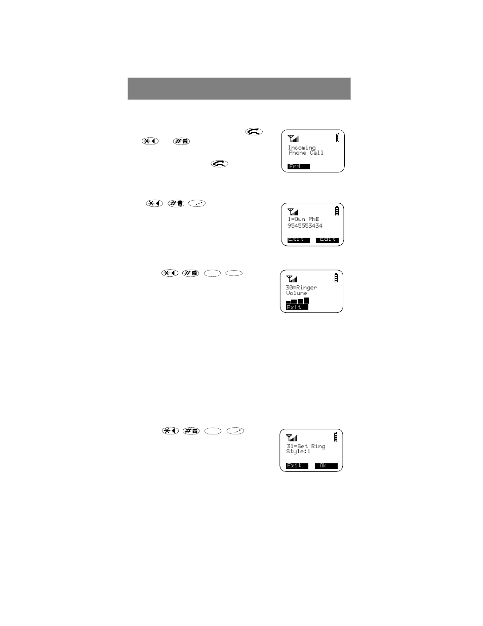 Receiving a phone call, What is my phone number, Setting the ringer volume | Selecting a ring style | Motorola Phone i500plus User Manual | Page 16 / 61