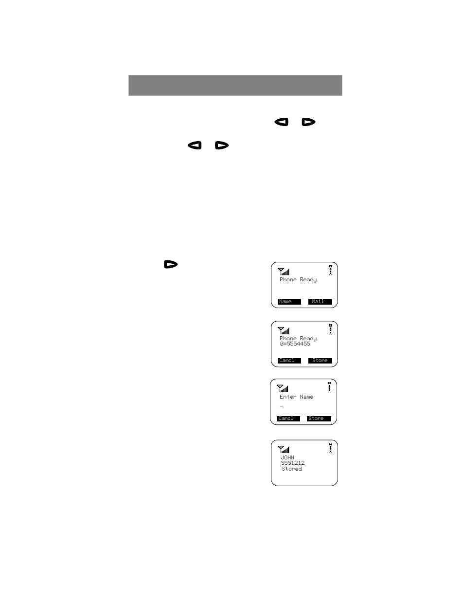 Quickstore of phone numbers | Motorola Phone i500plus User Manual | Page 23 / 61