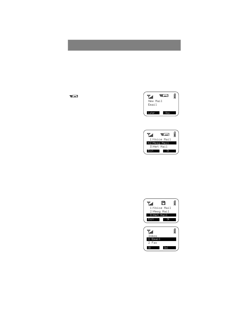 Using mail services, Net mail | Motorola Phone i500plus User Manual | Page 31 / 61