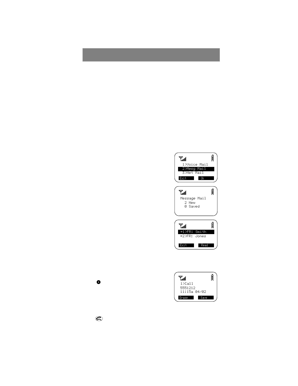 Message mail, Saving and erasing mail, Auto call back | Motorola Phone i500plus User Manual | Page 33 / 61