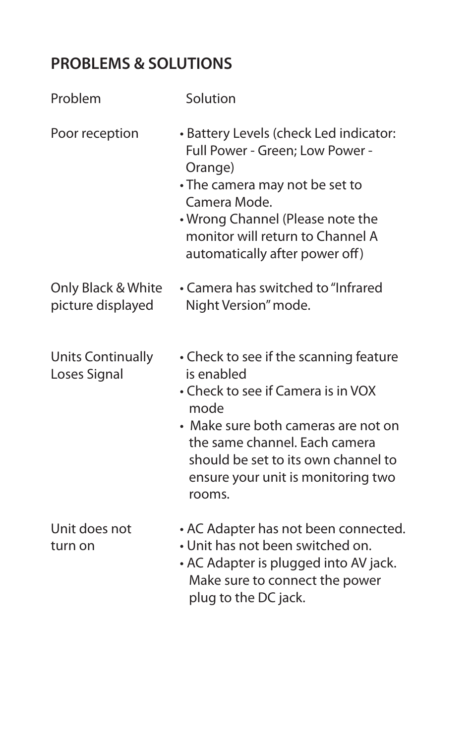 Mcav_cam_8, Problems & solutions | Mobi Technologies 70061 User Manual | Page 9 / 11