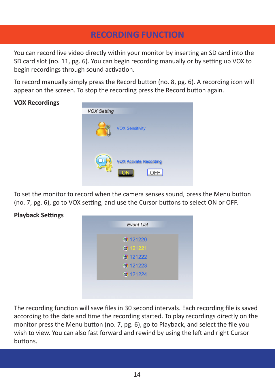 Recording function | Mobi Technologies DXR User Manual | Page 18 / 24