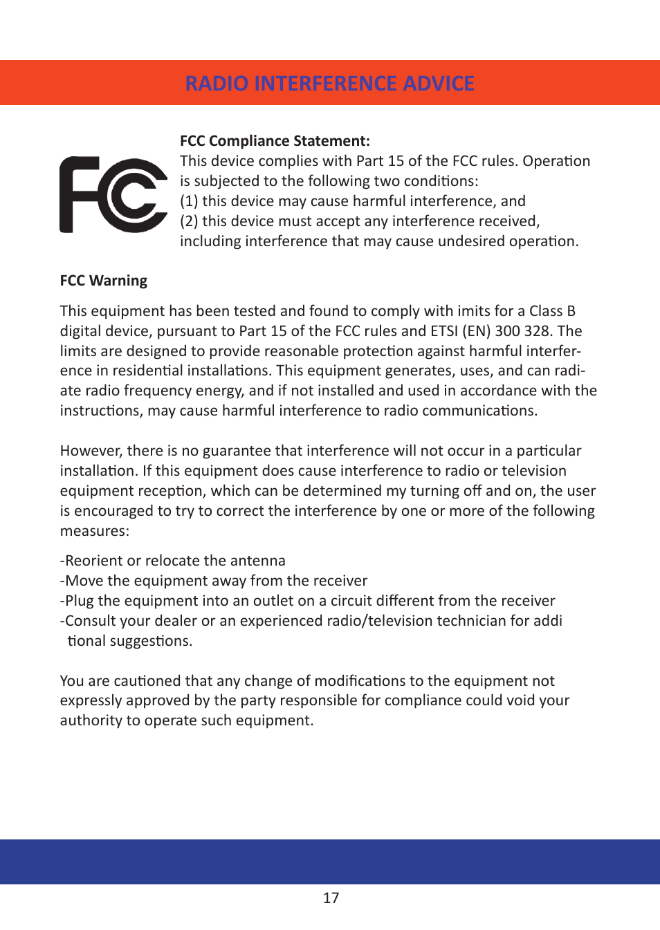 Radio interference advice | Mobi Technologies DXR User Manual | Page 21 / 24