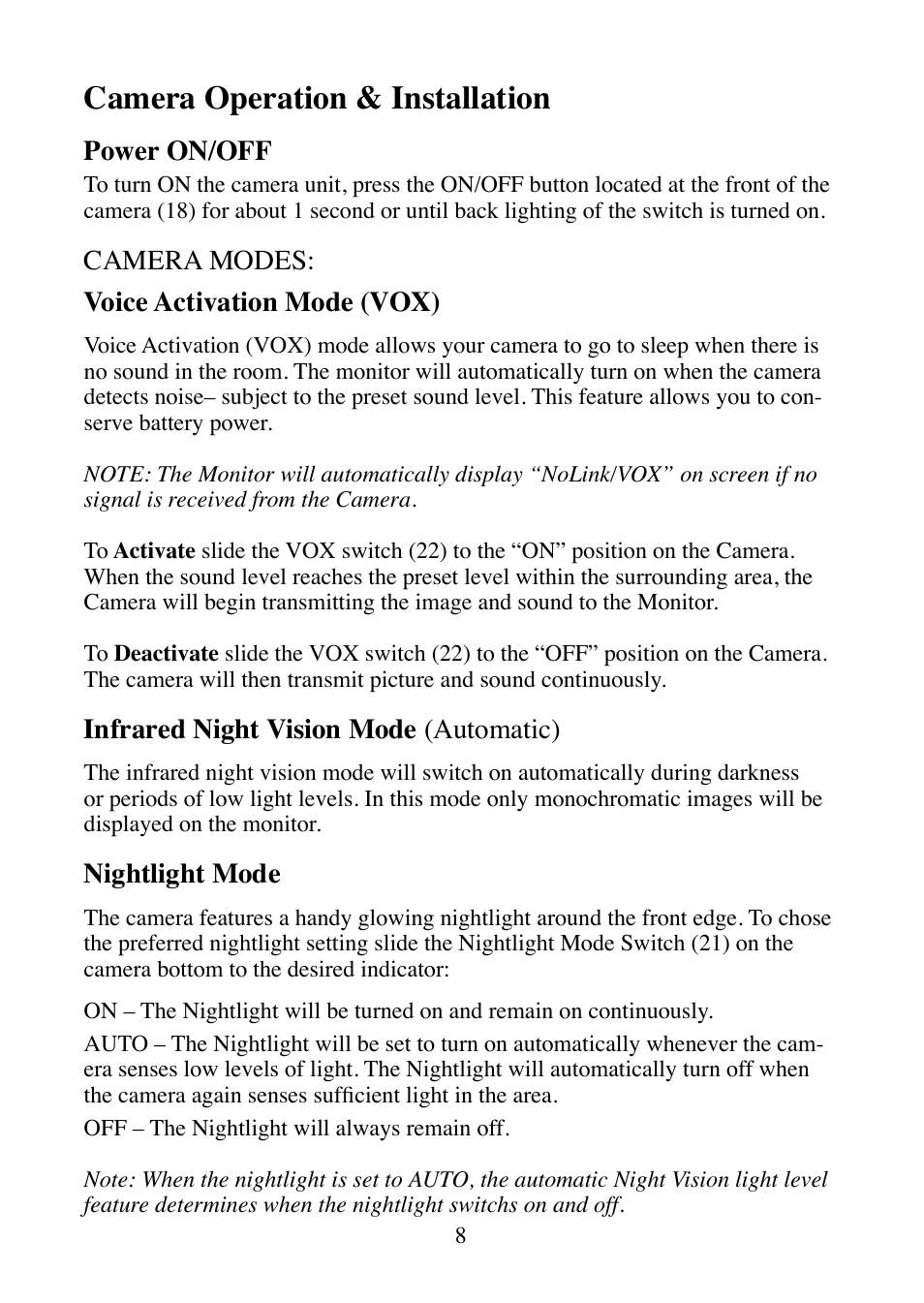 Camera operation & installation | Mobi Technologies MOBICAM 70062 User Manual | Page 10 / 16