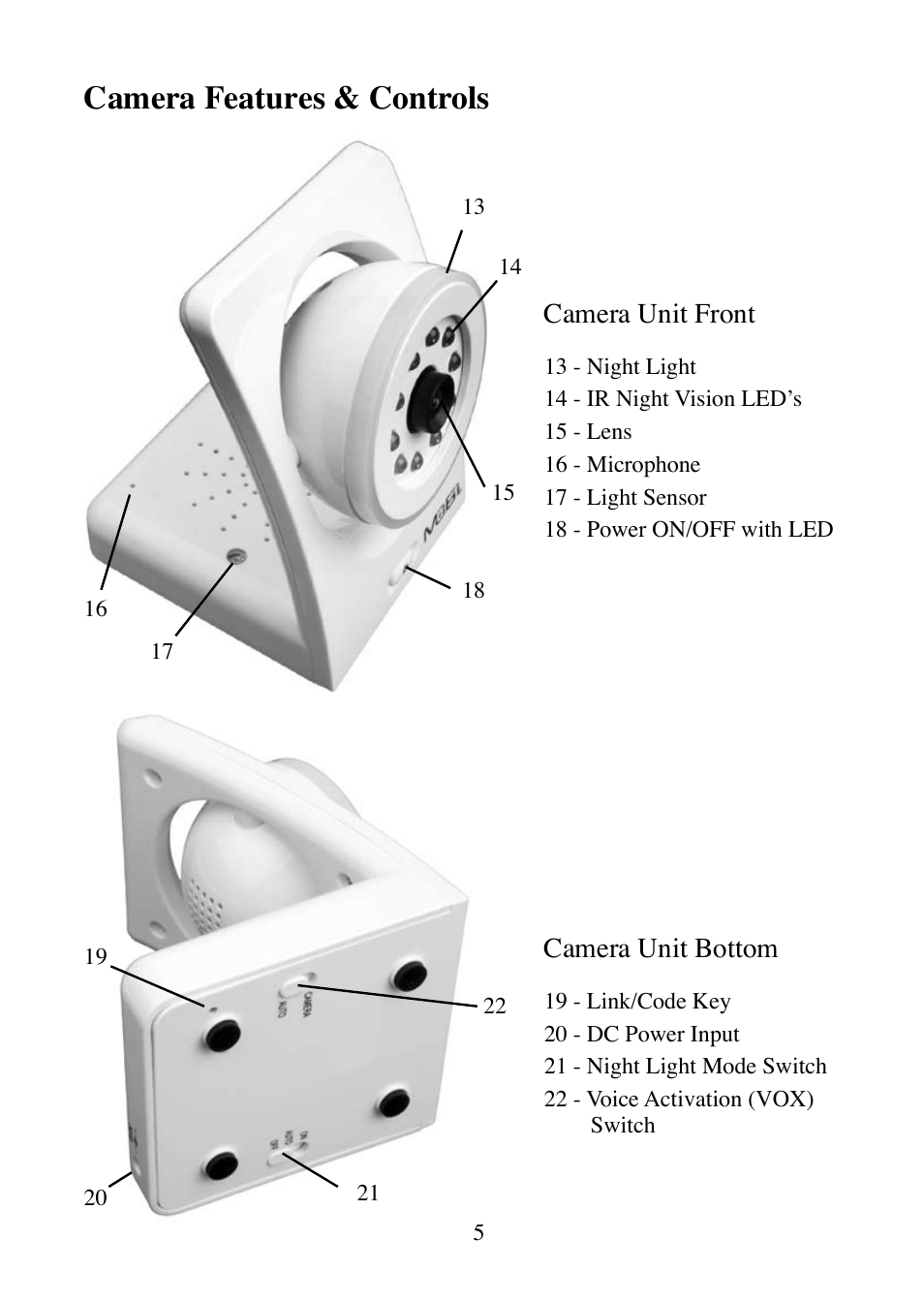 Camera features & controls | Mobi Technologies MOBICAM 70062 User Manual | Page 7 / 16