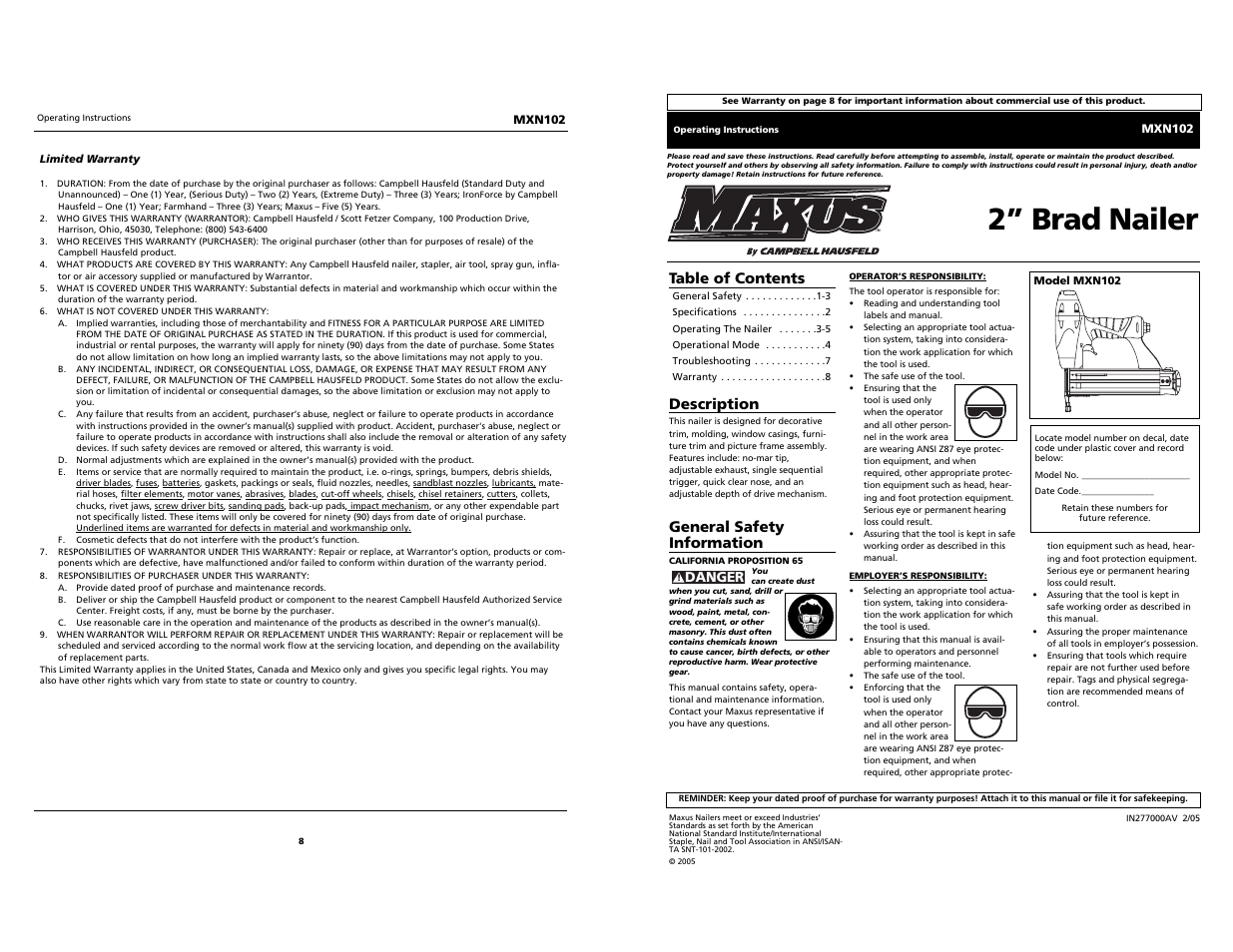 Maxus MXN102 User Manual | 4 pages
