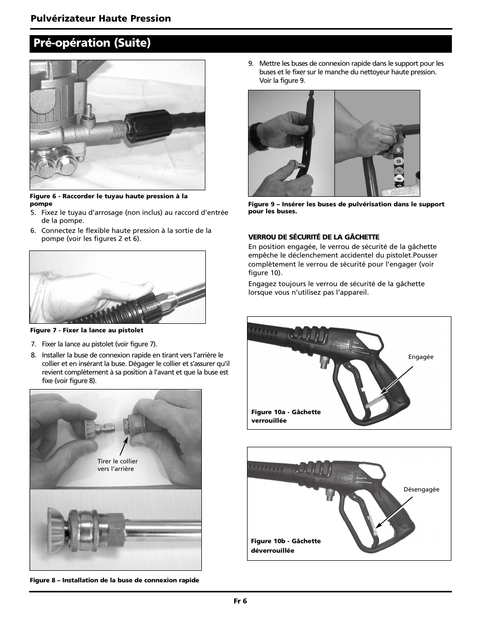 Pré-opération (suite), Pulvérizateur haute pression | Maxus PW2515 User Manual | Page 22 / 48