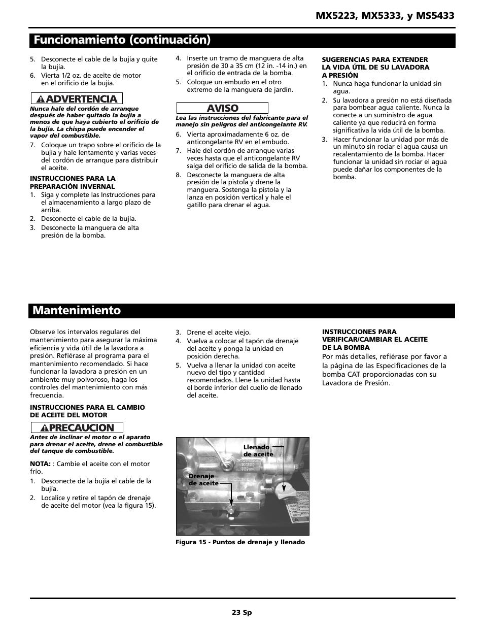 Funcionamiento (continuación), Mantenimiento | Maxus MX5223 User Manual | Page 23 / 28