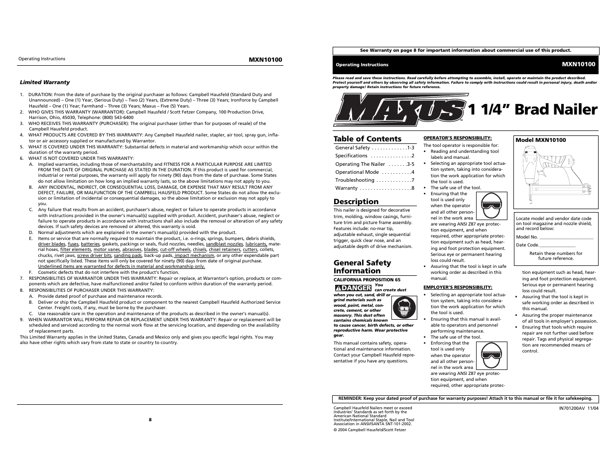 Maxus MXN10100 User Manual | 4 pages