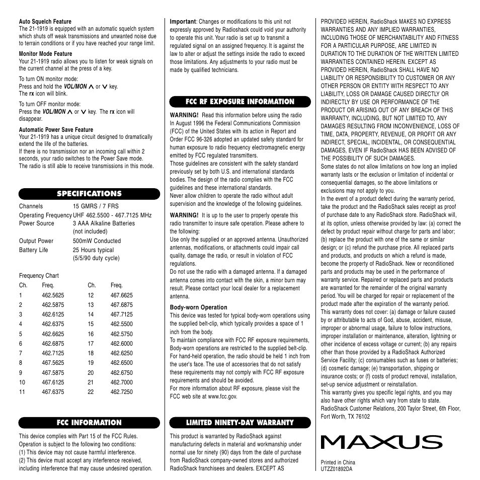 Maxus 21-1919 User Manual | Page 2 / 2