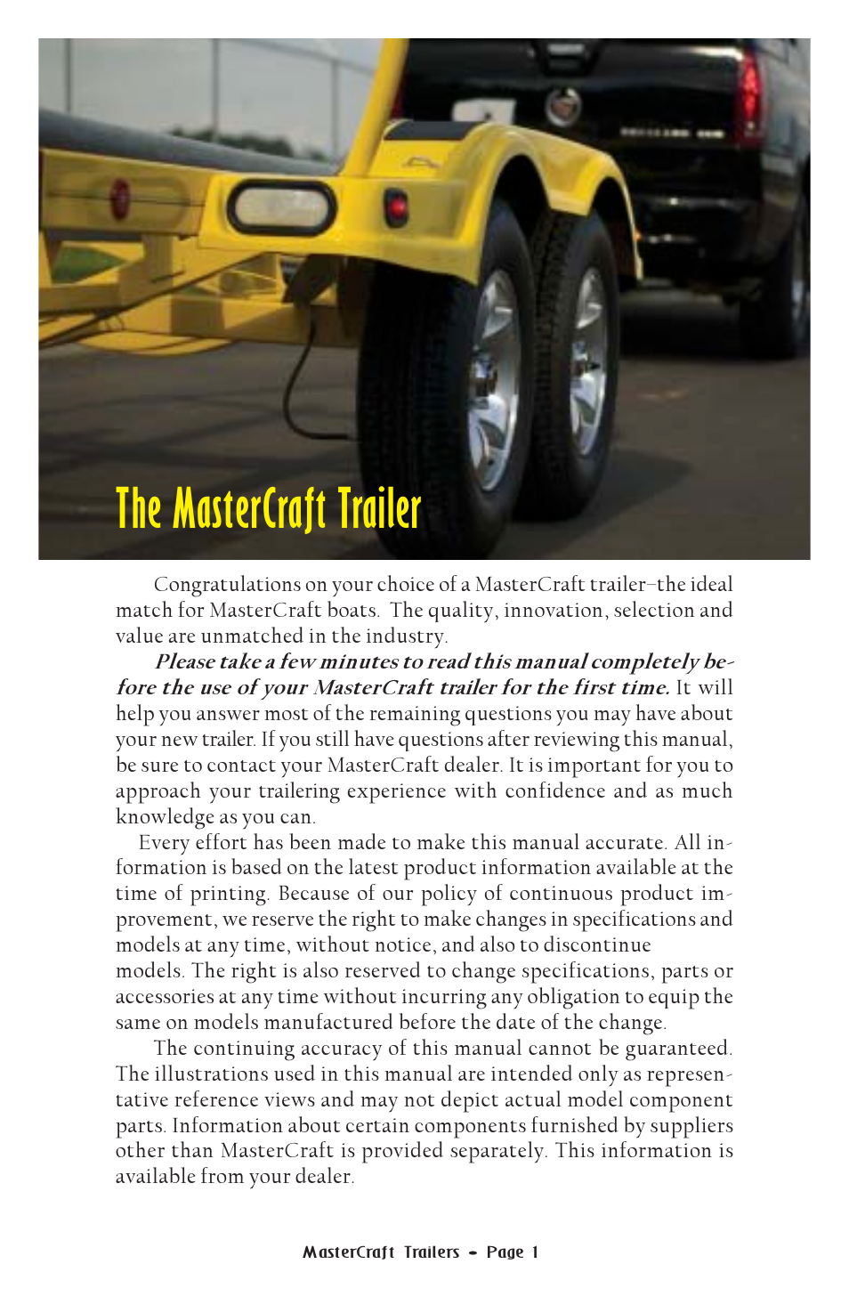 The mastercraft trailer | MasterCraft Trailer User Manual | Page 2 / 33