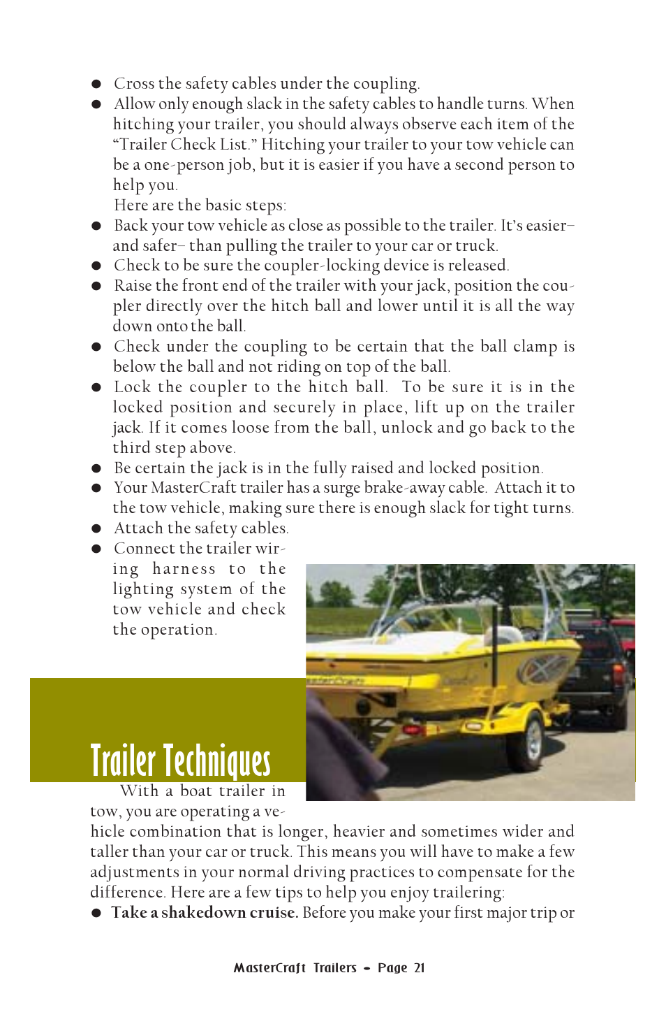 Trailer techniques | MasterCraft Trailer User Manual | Page 22 / 33