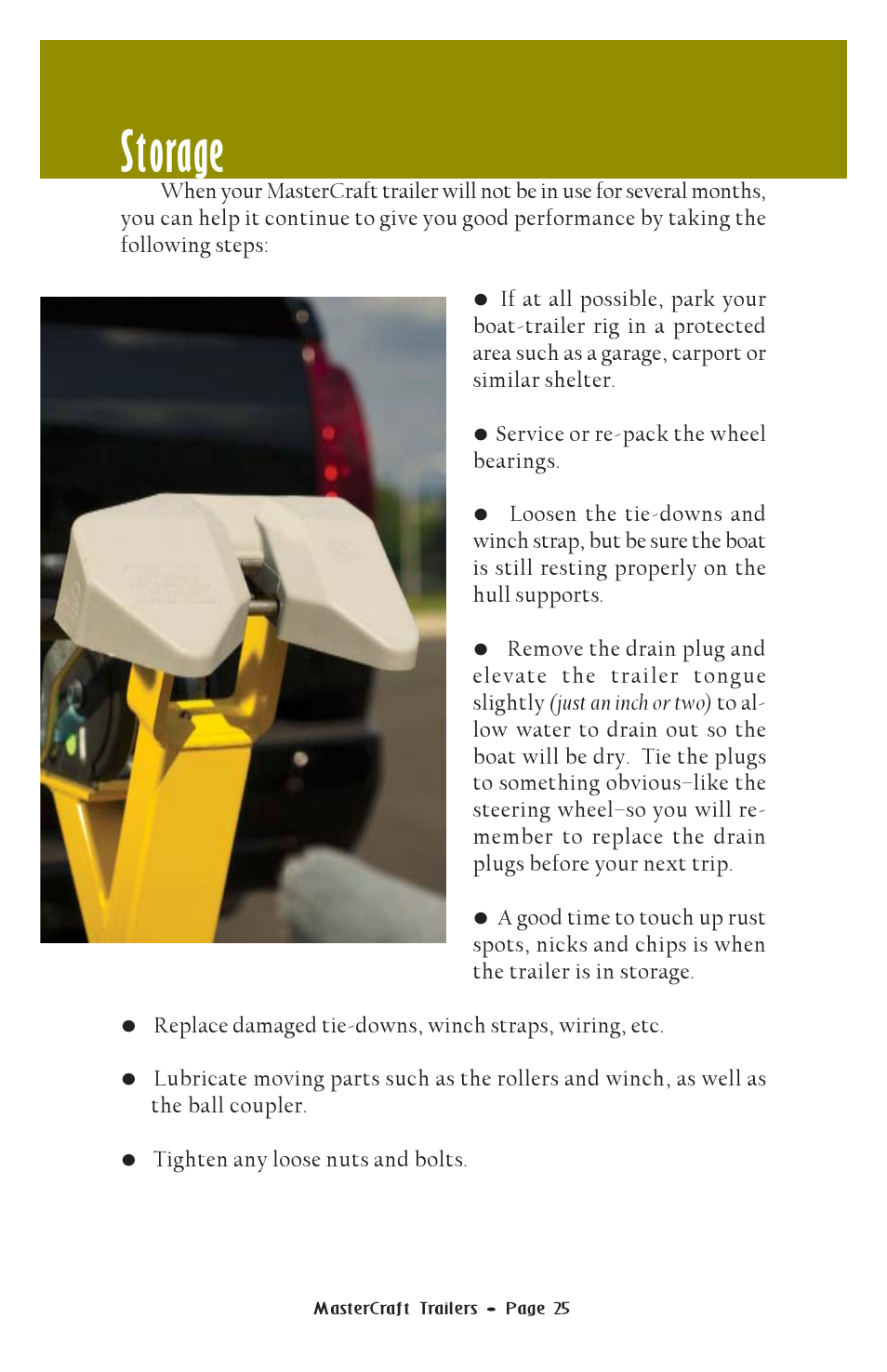 Storage | MasterCraft Trailer User Manual | Page 26 / 33
