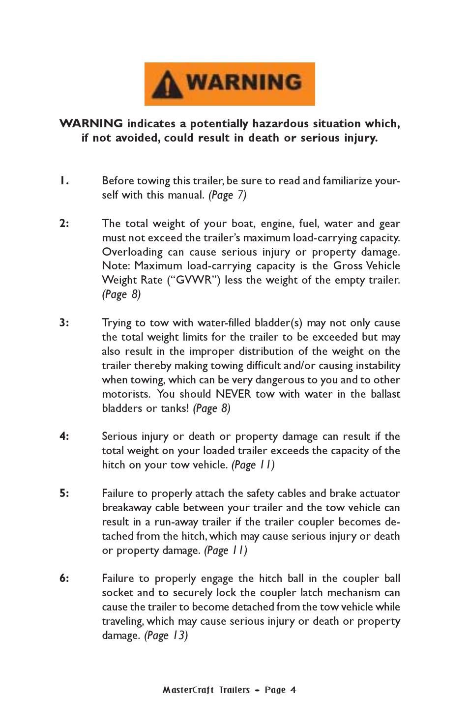 MasterCraft Trailer User Manual | Page 5 / 33