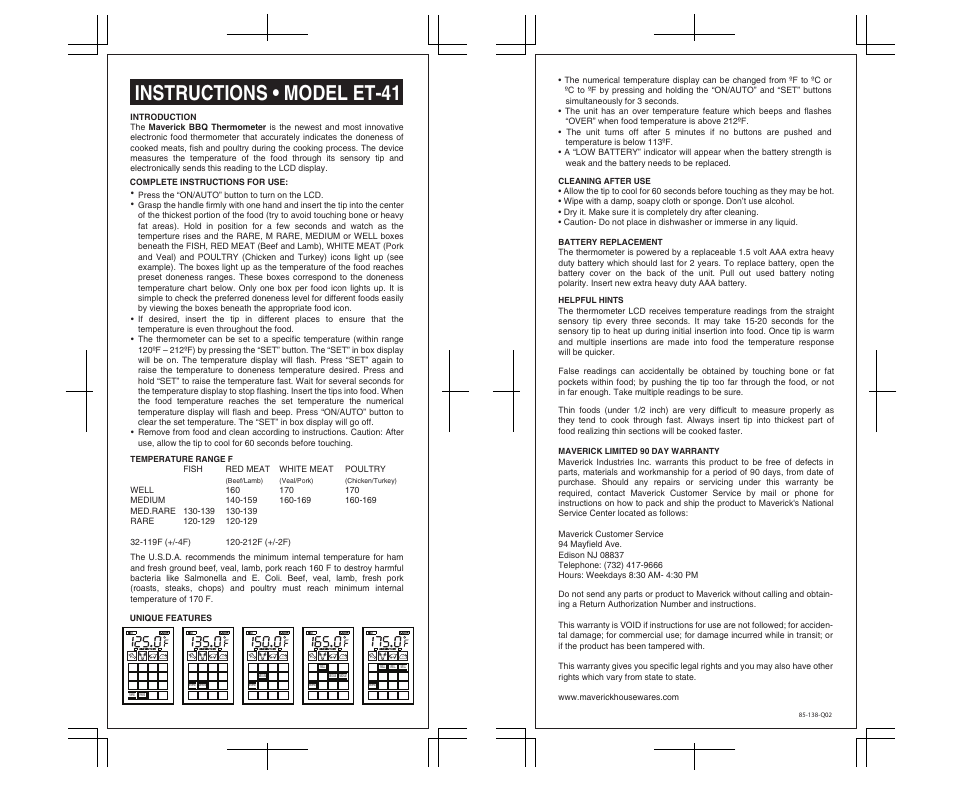 Maverick Ventures ET-41 User Manual | 1 page