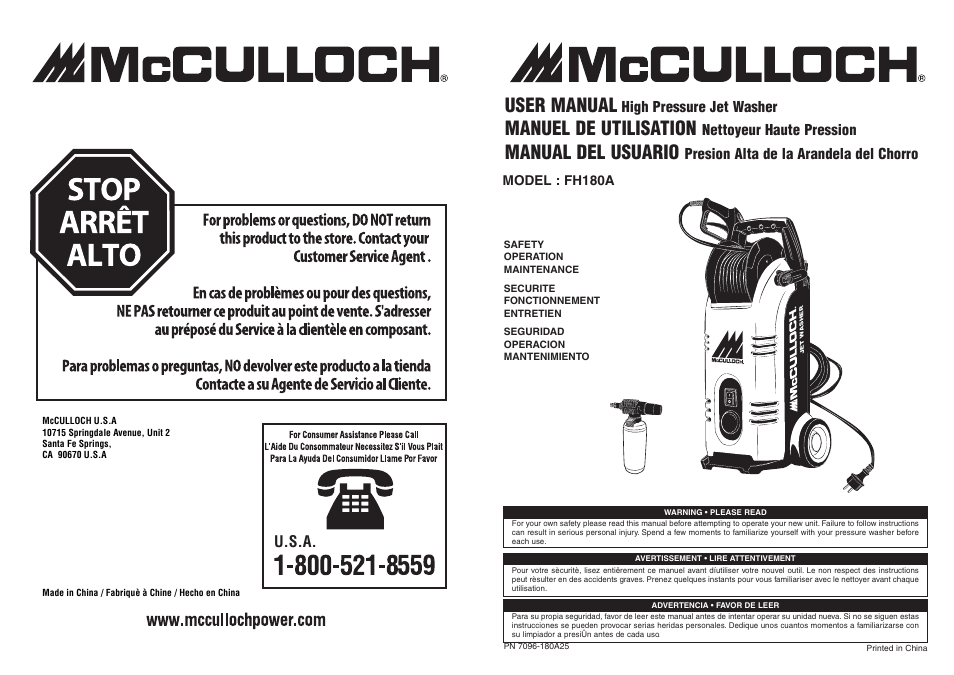 McCulloch 7096180A25 User Manual | 10 pages