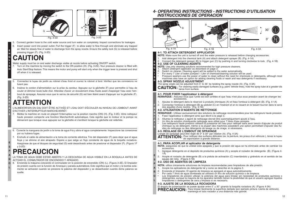 Caution, Attention, Precaucion | McCulloch 7096180A25 User Manual | Page 7 / 10