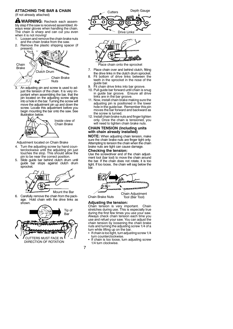 Warning | McCulloch M3616 User Manual | Page 7 / 16